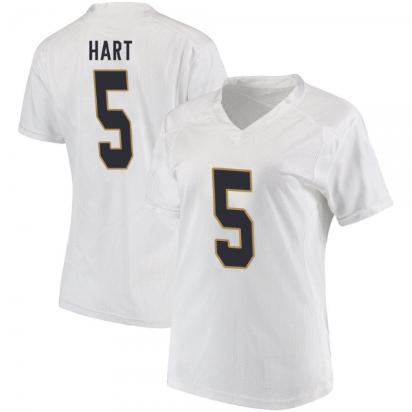 Cam Hart Notre Dame Fighting Irish NCAA Women's #5 White Replica College Stitched Football Jersey JIJ0355DJ